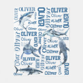 Gepersonaliseerde jongens noemen deken met haaien (Voorkant)