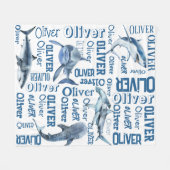 Gepersonaliseerde jongens noemen deken met haaien (Voorkant (Horizontaal))