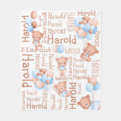 Gepersonaliseerde jongens noemen teddybeer met bal fleece deken (Voorkant)