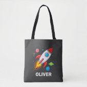 Gepersonaliseerde Jongens Schattigee Raketschippla Tote Bag (Voorkant)