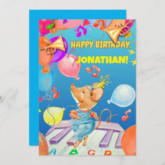 Gepersonaliseerde jongens verjaardag dank u kaart (Voorkant / Achterkant)