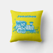Gepersonaliseerde Jongenskamer YELLOW Choo Choo Tr Kussen (Achterkant)