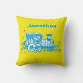 Gepersonaliseerde Jongenskamer YELLOW Choo Choo Tr Kussen (Voorkant)