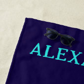 Gepersonaliseerde jongensnaam Dinosaur Blue Strandlaken (In situ)