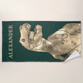 Gepersonaliseerde jongensnaam dinosaurus strandlaken (Voorkant)