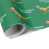 Gepersonaliseerde jongensnaam Kerstmis Dinosaur Ra Cadeaupapier (Rol Hoek)
