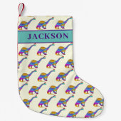 Gepersonaliseerde jongensnaam Kerstmis Dinosaurus Kleine Kerstsok (Voorkant)