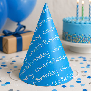 Gepersonaliseerde jongensnaam Verjaardagsblauw Par Feesthoedjes