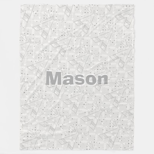 Gepersonaliseerde Jongensruimte Modern Teepee Arro Fleece Deken (Voorkant)