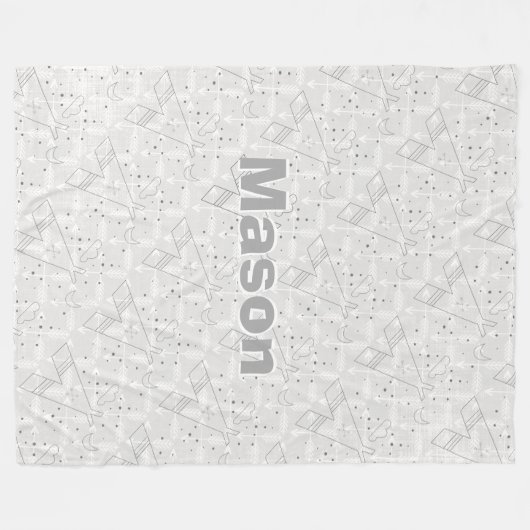 Gepersonaliseerde Jongensruimte Modern Teepee Arro Fleece Deken (Voorkant (Horizontaal))