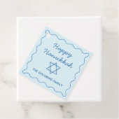 Gepersonaliseerde Joodse Ster Blauw Happy Chanoeka Bedankjes Labels (In situ)