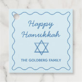 Gepersonaliseerde Joodse Ster Blauw Happy Chanoeka Bedankjes Labels (Voorkant)