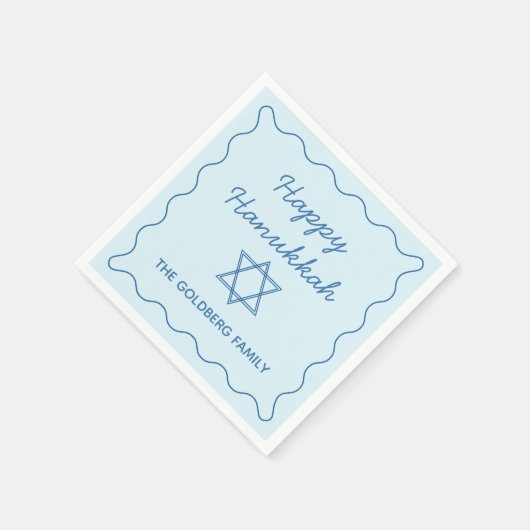 Gepersonaliseerde Joodse Ster Blauw Happy Chanoeka Servet (Hoek)