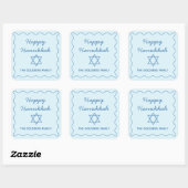 Gepersonaliseerde Joodse Ster Blauw Happy Chanoeka Vierkante Sticker (Vel)