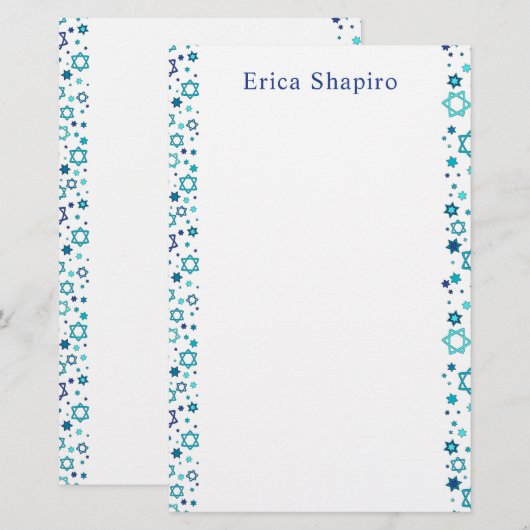 Gepersonaliseerde Joodse Ster Briefpapier (Voorkant / Achterkant)