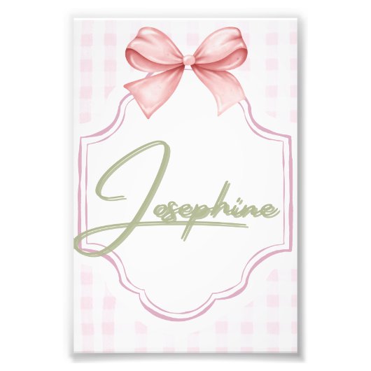 Gepersonaliseerde Josephine Baby Girl Nursery Ging Foto Afdruk (Voorkant)