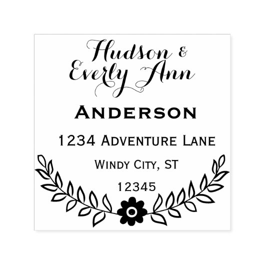 Gepersonaliseerde Jouw naam en adresadem Zelfinktende Stempel (Design)