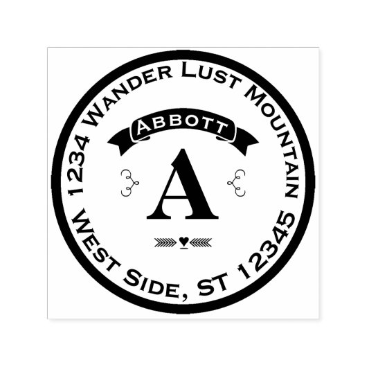 Gepersonaliseerde Jouw naam- en adresmonogram Zelfinktende Stempel (Design)