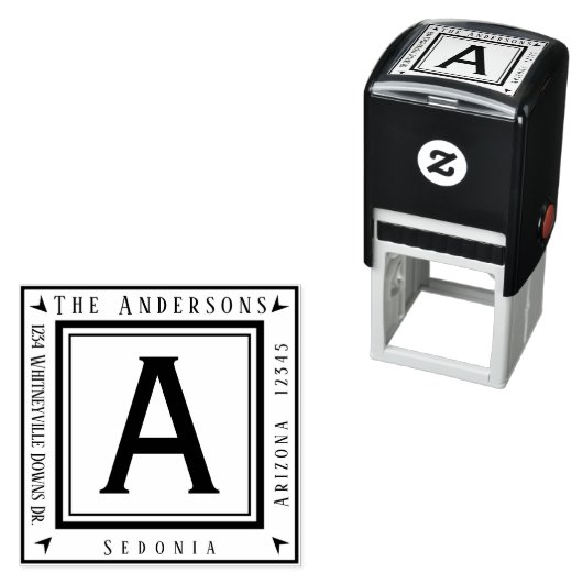 Gepersonaliseerde Jouw naam en adresvierkant Zelfinktende Stempel (In situ)