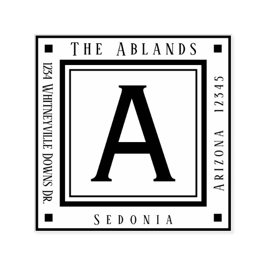 Gepersonaliseerde Jouw naam en adresvierkant Zelfinktende Stempel (Design)