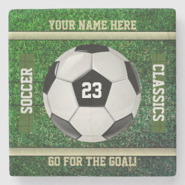 Gepersonaliseerde JOUW NAAM en nummer voetbal Stenen Onderzetter
