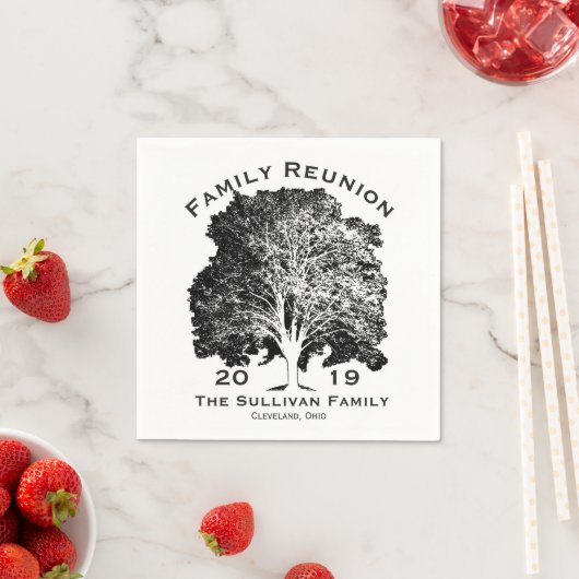 Gepersonaliseerde Jouw naam gezinshereniging - eik Servetten (Insitu)