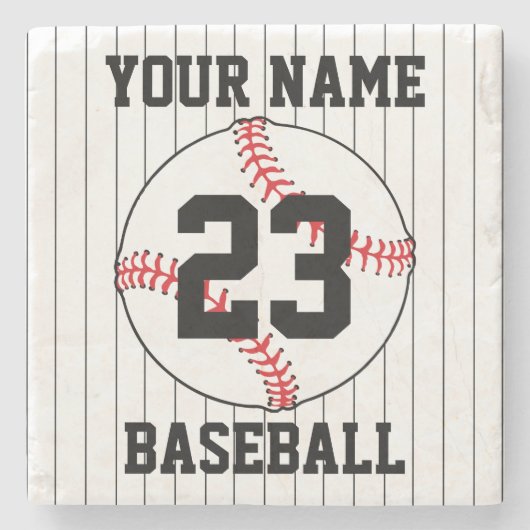 Gepersonaliseerde JOUW NAAM honkbal Stenen Onderzetter (Voorkant)