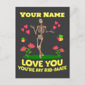 Gepersonaliseerde Jouw naam houdt van je skelet Va Briefkaart (Voorkant)