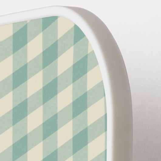 Gepersonaliseerde Jouw naam Ken Gingham Pickleball Paddle (Links Detail)