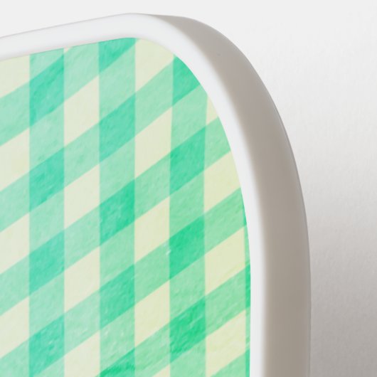 Gepersonaliseerde Jouw naam Ken Green Gingham Pickleball Paddle (Links Detail)