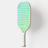 Gepersonaliseerde Jouw naam Ken Green Gingham Pickleball Paddle (Links)