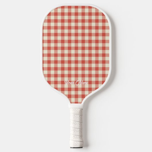 Gepersonaliseerde Jouw naam Ken Red Gingham Pickleball Paddle (Voorkant)