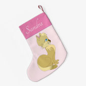 Gepersonaliseerde Jouw naam Kerstkous met Cat Kleine Kerstsok (Achterkant (Hangend))