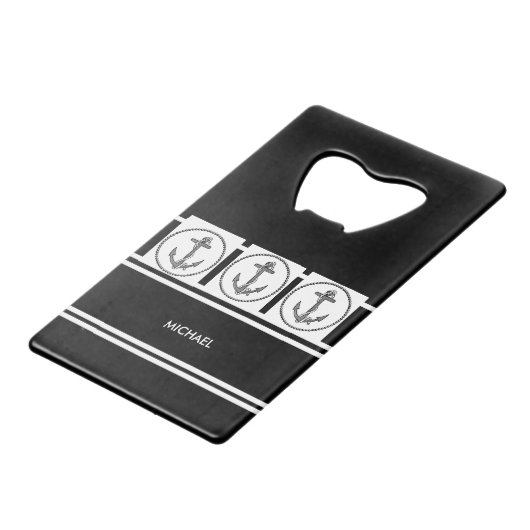 Gepersonaliseerde Jouw naam met Ankers Credit Kaar Creditkaart Flessenopener (Voorkant Gekanteld)