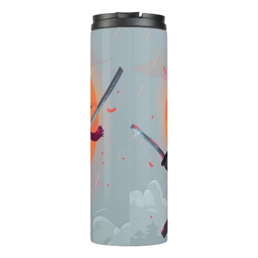 Gepersonaliseerde Jouw naam Ninja Boy Thermische T Thermosbeker (Achterkant)