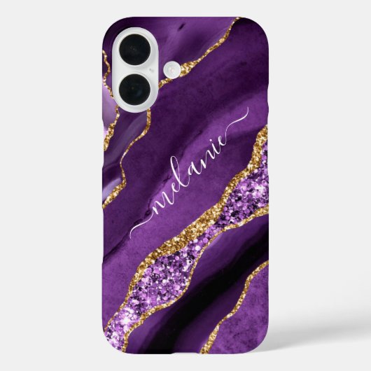 Gepersonaliseerde Jouw naam Paarse Gouden Glitter  Case-Mate iPhone Case (Achterkant)