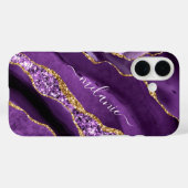 Gepersonaliseerde Jouw naam Paarse Gouden Glitter  Case-Mate iPhone Case (Achterkant (horizontaal))