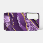 Gepersonaliseerde Jouw naam Paarse Gouden Glitter  Samsung Galaxy Hoesje (Achterkant horizontaal)