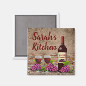 Gepersonaliseerde Jouw naam wijnglazen Custom Magneet (Voorkant / Achterkant)