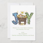 Gepersonaliseerde Joy Baby Jesus Religieuze Kerstm Feestdagenkaart (Voorkant)