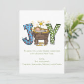 Gepersonaliseerde Joy Baby Jesus Religieuze Kerstm Feestdagenkaart (Staand voorkant)
