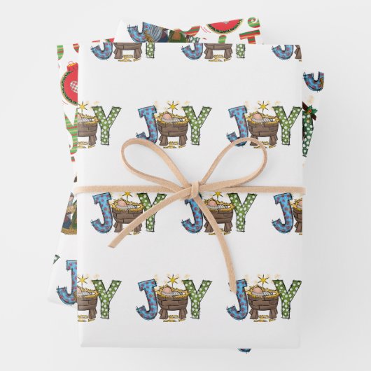 Gepersonaliseerde Joy Baby Jesus Religieuze Kerstm Inpakpapier Vel (In situ)