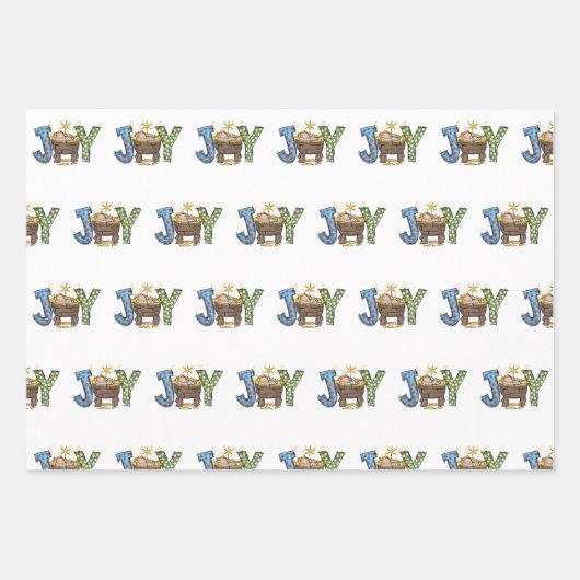 Gepersonaliseerde Joy Baby Jesus Religieuze Kerstm Inpakpapier Vel (Voorkant)