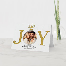 Gepersonaliseerde JOY Foto Kerst Wenskaart Folie Wenskaart