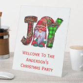 Gepersonaliseerde Joy Gnomen Merry Kerstparty Sign Reclamebord Met Voetstuk (Insitu)