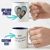 Gepersonaliseerde Jubileum Custom Foto Hart Blauw