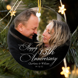 Gepersonaliseerde Jubileum trouwfoto Keramisch Ornament