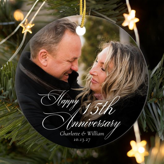 Gepersonaliseerde Jubileum trouwfoto Keramisch Ornament