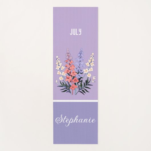 Gepersonaliseerde Juli Geboorte Bloem Aangepaste N Yogamat (Voorkant)