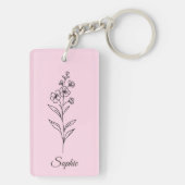 Gepersonaliseerde juli Geboortebloem Larkspur Sleu Sleutelhanger (achterkant)